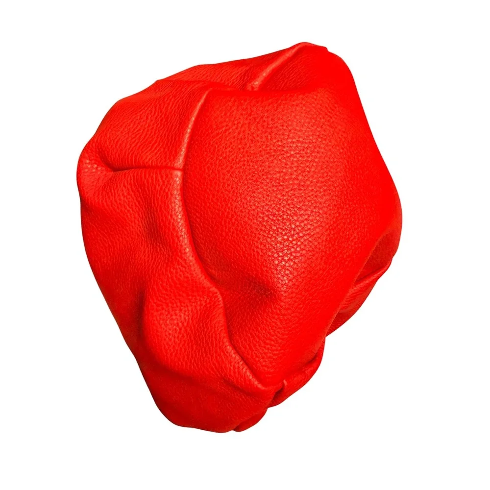 Amazon Basic Red Pebbled Faux Leather Japanese Knot Bag Slouchy Wristlet Clutch